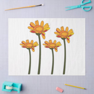 Papel De Seda Flor Floral Naranja Rojo Caprichoso