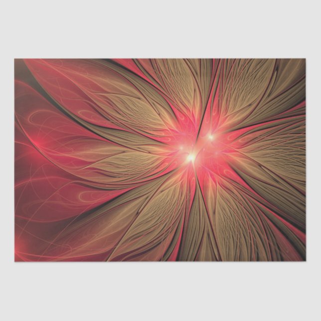 Papel De Seda Flor fractal de fanatismo rojo (Anverso)