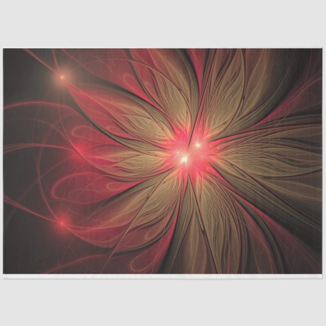 Papel De Seda Flor fractal de fanatismo rojo (Anverso)