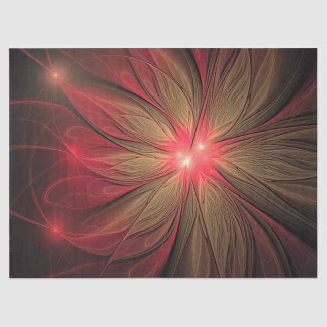 Papel De Seda Flor fractal de fanatismo rojo (Anverso)