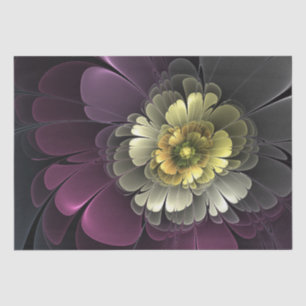 Papel De Seda Flor Fractal Gris Purpura Moderna Abstracta