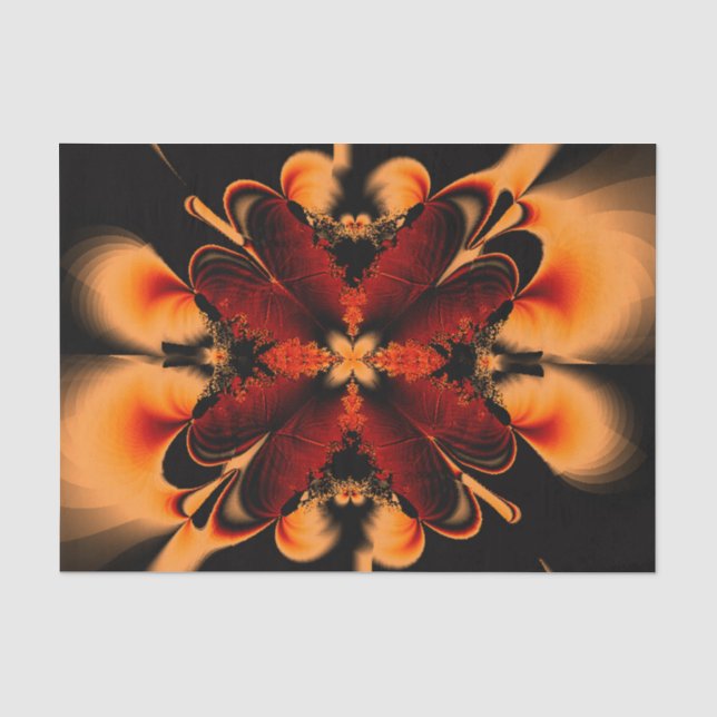 Papel De Seda Flor fractal naranja (Anverso)