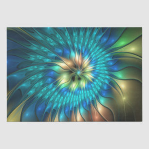 Papel De Seda Flor luminosa de fantasía, fractal abstracto color