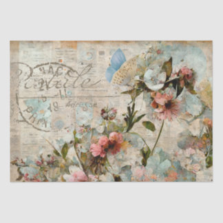 Papel De Seda Flor Mariposa Shabby Collage Postale Decoupage