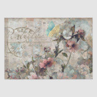 Flor Mariposa Shabby Collage Postale Decoupage