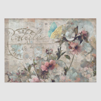 Papel De Seda Flor Mariposa Shabby Collage Postale Decoupage