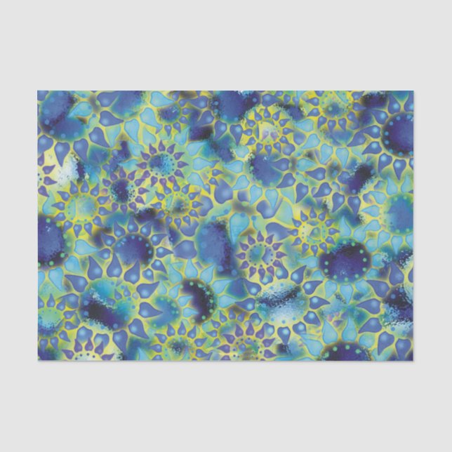 Papel De Seda Flor Power Blue Petalled Flowers (Anverso)