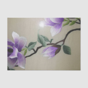 Papel De Seda Flor púrpura de la magnolia del bordado del zen