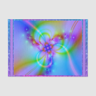 Papel De Seda Flor Púrpura En Azul