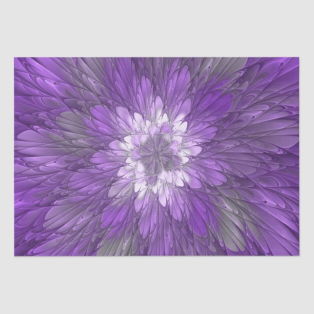 Papel De Seda Flor púrpura psicodélica Resumen arte fractal (Anverso)