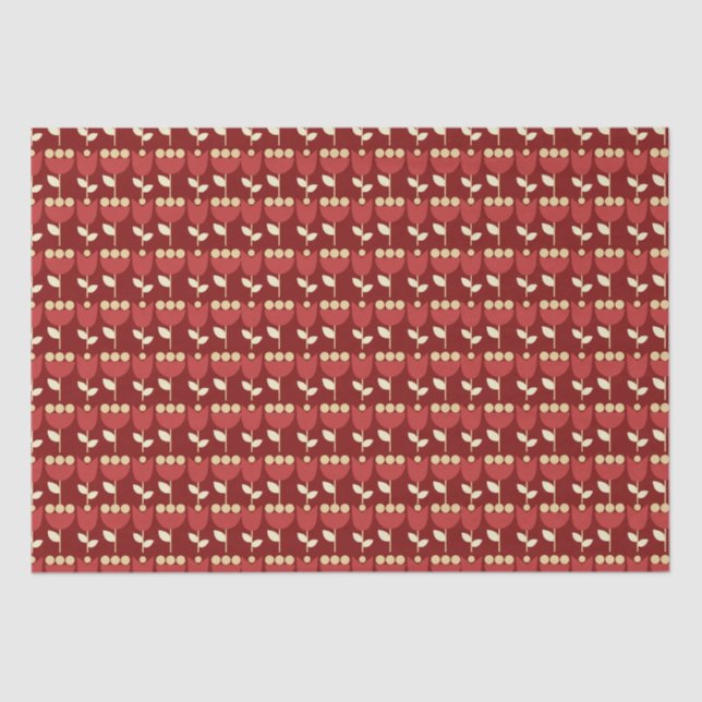 Papel De Seda Flor retro geométrica Bauhaus Maroon Cumpleaños (Anverso)