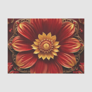 Papel De Seda Flor Roja Y Amarilla