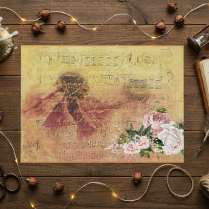 Papel De Seda Flor Rosa Bonita Decoupage Antiguos Papeles Epheme