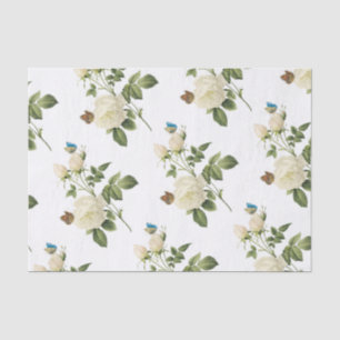 Papel De Seda Flor Rosa con patrón de mariposa