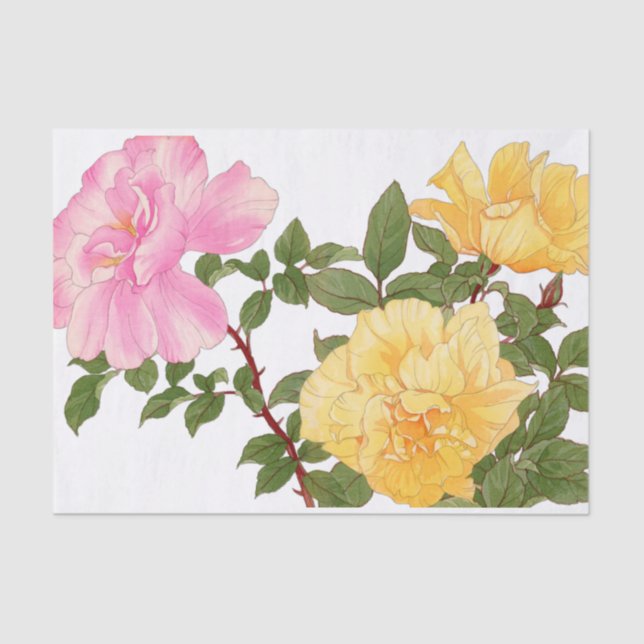Papel De Seda flor Rosa, floral (Anverso)