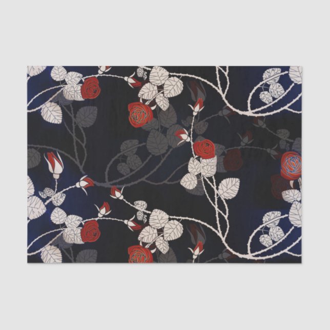 Papel De Seda Flor rosa roja elegante (Anverso)