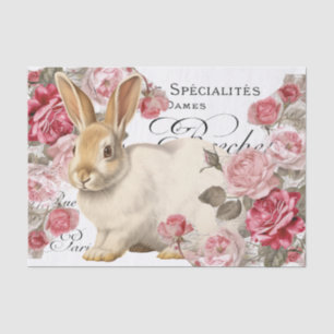 Papel De Seda Flor rosa rosada de conejo Flor escritura francesa