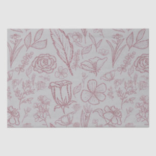 Papel De Seda Flor rosa simple en gris  