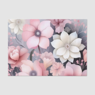 Papel De Seda Flor rosa y gris suave