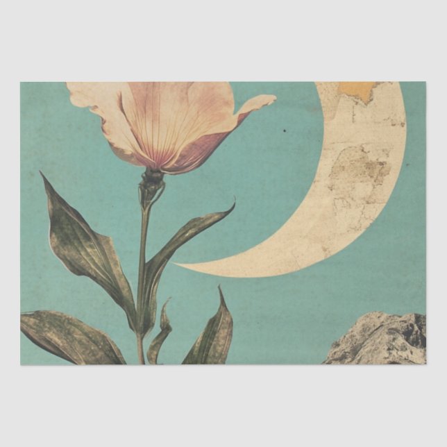 Papel De Seda Flor rosa y luna creciente (Anverso)