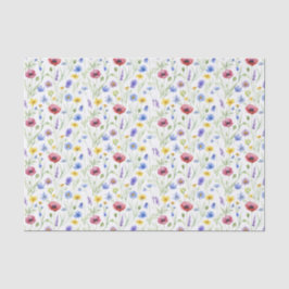 Papel De Seda Flor silvestre acuarela azul rojo