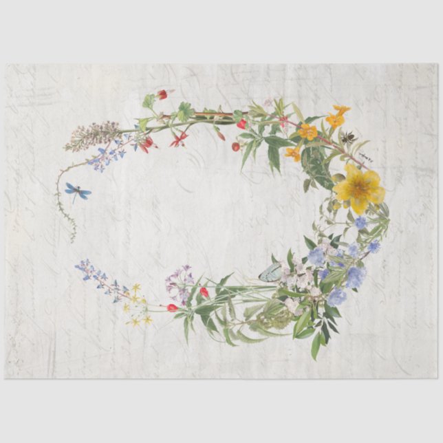 Papel De Seda Flor silvestre acuarela Desnudos Botánicos Florale (Anverso)