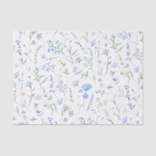 Papel De Seda Flor silvestre acuarela púrpura azul