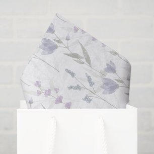 Papel De Seda Flor silvestre acuarela púrpura azul
