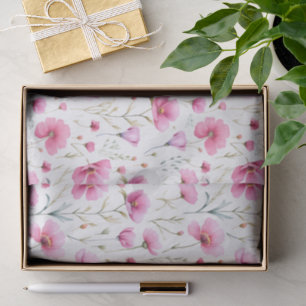 Papel De Seda Flor silvestre acuarela rosa