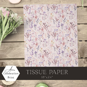 Papel De Seda Flor Silvestre Aquarela Rosa Melocotón Boho