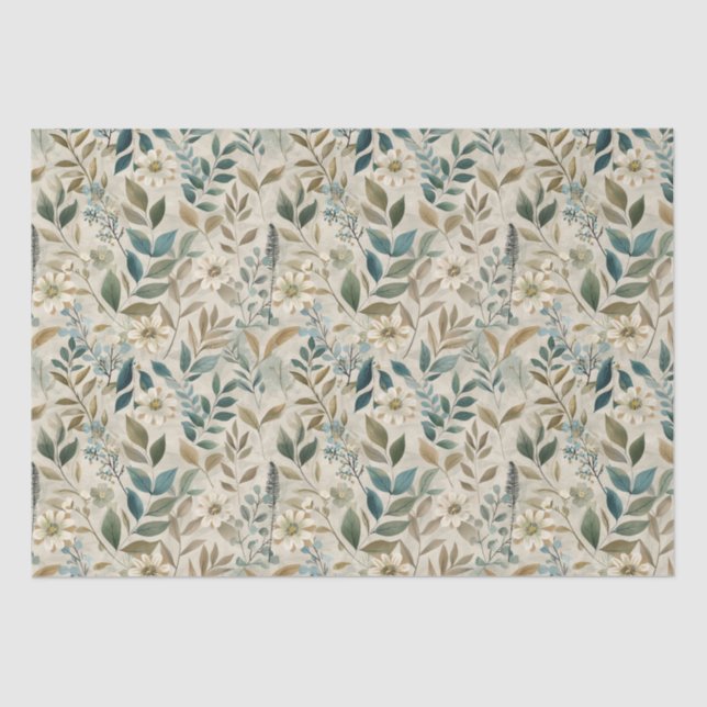 Papel De Seda Flor silvestre botánica de Boho (Anverso)