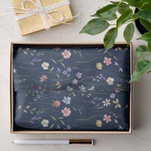 Papel De Seda Flor silvestre de acuarela azul