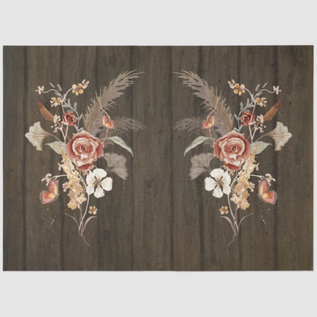 Papel De Seda Flor silvestre de otoño Bouquet Pampas Arte de des (Anverso)