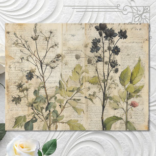 Papel De Seda Flor silvestre natural vintage beige acuarela
