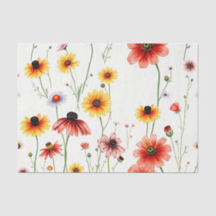Papel De Seda Flor silvestre romántica con cachorros y daisias