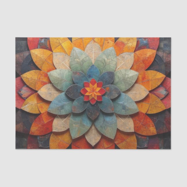 Papel De Seda Flor texturizada de arte de Mandala (Anverso)