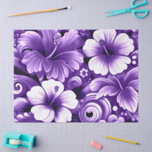 Papel De Seda Flor tropical hawaiana Hibiscus Purple Decoupage