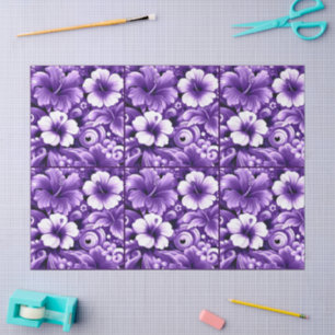 Papel De Seda Flor tropical hawaiana Hibiscus Purple Decoupage