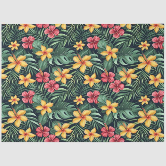 Papel De Seda Flor Tropical Hibiscus Seamless Pattern (Anverso)