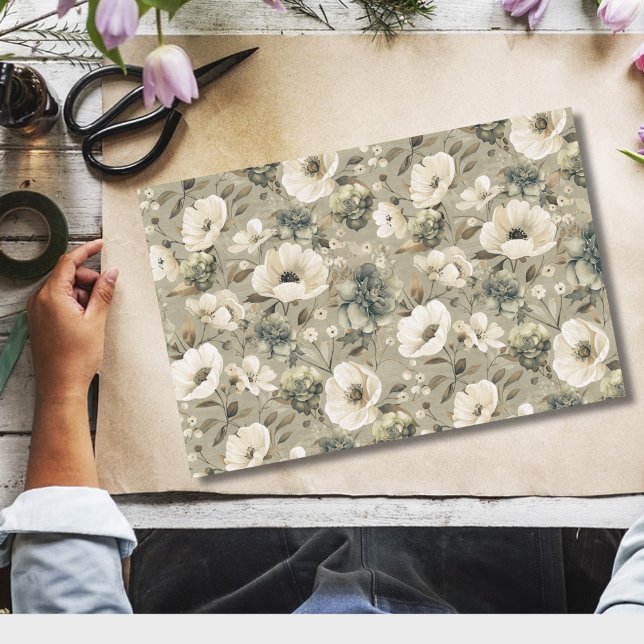 Papel De Seda Flor Verde Sabrosa Y Crema (Subido por el creador)