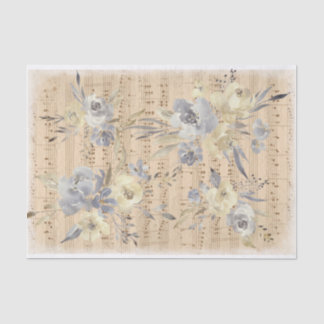 Papel De Seda flor vintage vieja hoja de música