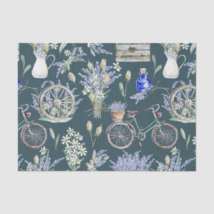 Papel De Seda Flora de color de agua verde vintage