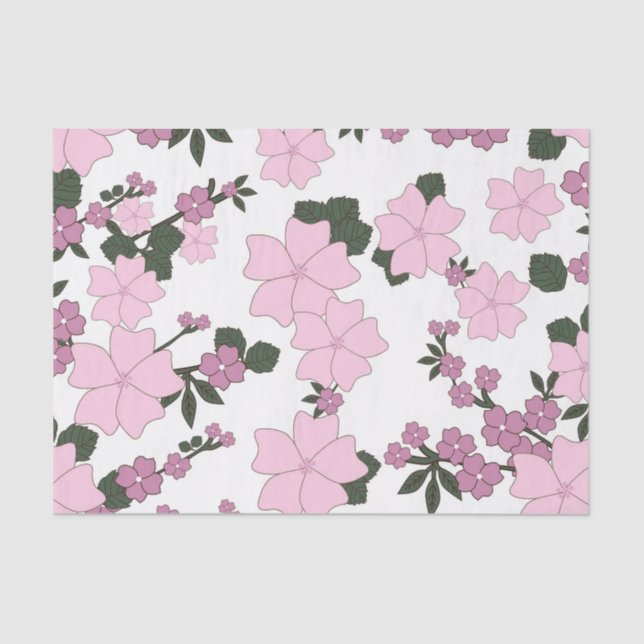 Papel De Seda Flora rosa bonito (Anverso)
