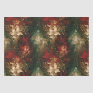 Papel De Seda Flora verde blanca roja