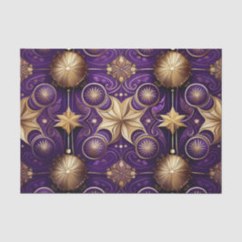 PAPEL DE SEDA FLORACIONES NAVIDEÑAS PURPURA Y DORADAS ORNADAS