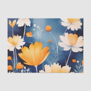 Papel De Seda Floral acuarela audaz Naranja