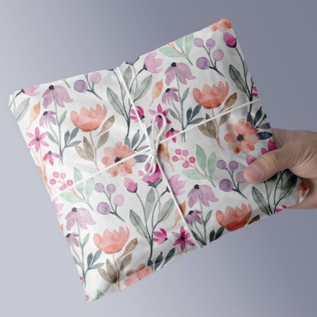 Papel De Seda Floral Acuarela Elegante (elegant watercolor spring floral pattern tissue gift wrap)