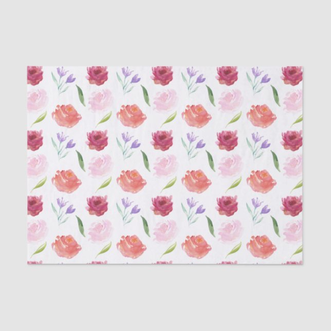 Papel De Seda Floral acuarela rosa (Anverso)