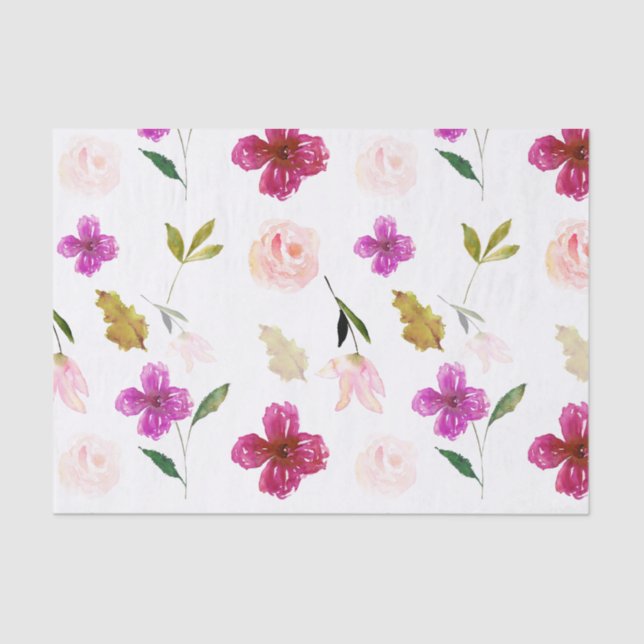 Papel De Seda Floral acuarela tan hermosa (Anverso)