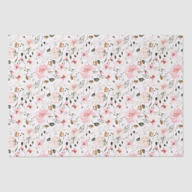 Papel De Seda Floral acuática moderna de Boho (Anverso)